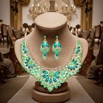 New Trendy Vintage Flower Bridal Necklace and Earrings Prom Pageant Jewelry Sets for Women