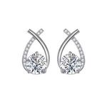 Wholesale 925 Sterling Silver Jewelry Shiny Zirconia Crystal Stud Earrings for Women Oorbellen