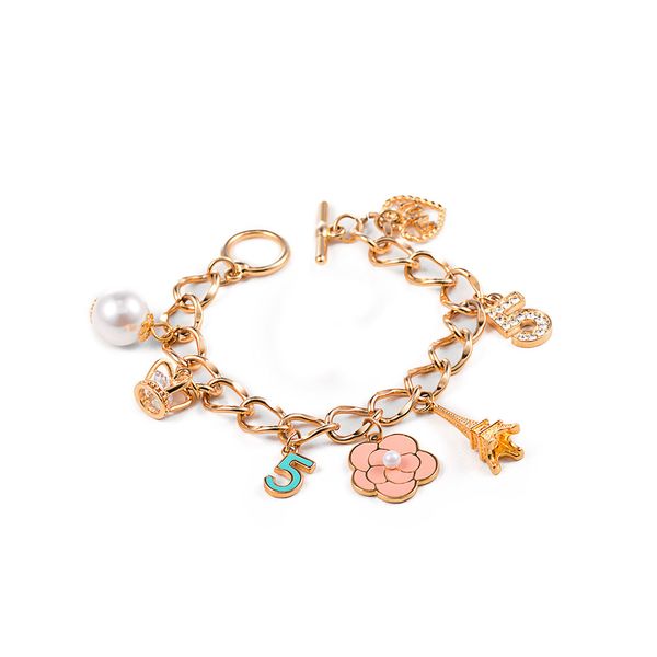 Wholesale Stainless Steel Fashion Jewelry Chain Bracelet With Custom Enamel Charms