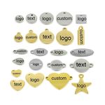 Custom Stainless Steel Blank Stamping Dogs Jewelry Pendant Charms Tag Gold Personal Laser Engraving LOGO Metal Label Charms Tag