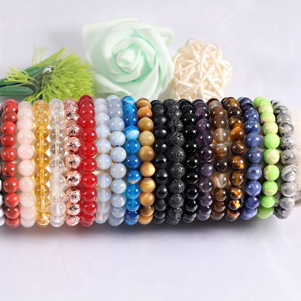 Handmade 8mm Natural Crystal Quartz Gemstone Healing Bead Stone for Men Women Lucky Charm Energy Bracelet
