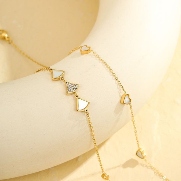 Trendy High-End Anklet Bracelet Set Exquisite Simple White Shell Ginkgo Leaf Heart Beaded Hypoallergenic Stainless Geometric