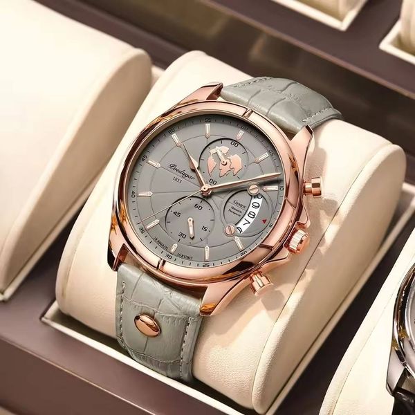 POEDAGAR 9898 Original Quartz Movement Three Pointers Fashion Wristwatch Luxury Luminous Hands Water Resistant for Men's Watches