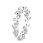 Silver925 Luxury Small Band Ring Platinum Rhodium Plated Geometric Zircon Gemstone Fine Jewelry For Anniversary Promises Parties
