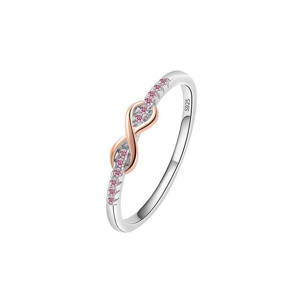 Fashionable S925 Pure Silver "Lucky 8" Infinity Rings for Women Gold Plated with Zircon Fresh Style Minimalist Popular Jewelry