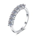 Rhodium Plated Jewelry Women's Engagement Gift Round Stacked VVS1 Moissanite Eternity Ring S925 Sterling Silver Wedding Band