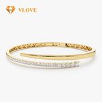 VLOVE Gold Jewelry Manufacturer Diamond Bracelets Jewelry 14K Cross Over Graduating Diamond Bangle