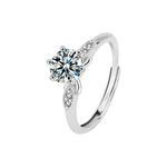 S925 Sterling Silver Women's Niche Advanced Sense Opening Adjustable Ring Mosan Diamond Geometry Pattern Cross-Border Jewelry