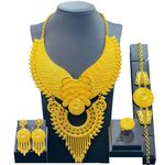 Dubai 24K Gold Plated Big Jewelry Set Saudi Arabia Earrings/ Necklace/ Bracelet/ Ring African Bridal Italian Women Jewelry Sets