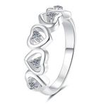 Sparkling Luxury Women 925 Sterling Silver VVS1 D Color Moissanite Heart Band Eternity Ring for Engagement Classic Jewelry