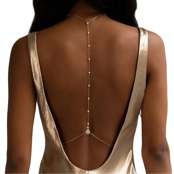 Wholesale Trendy Star Punk Pearl Stainless Steel Women Belly Waist Chain Gold Plated Fashionable Body Unisex Parties Back Chain