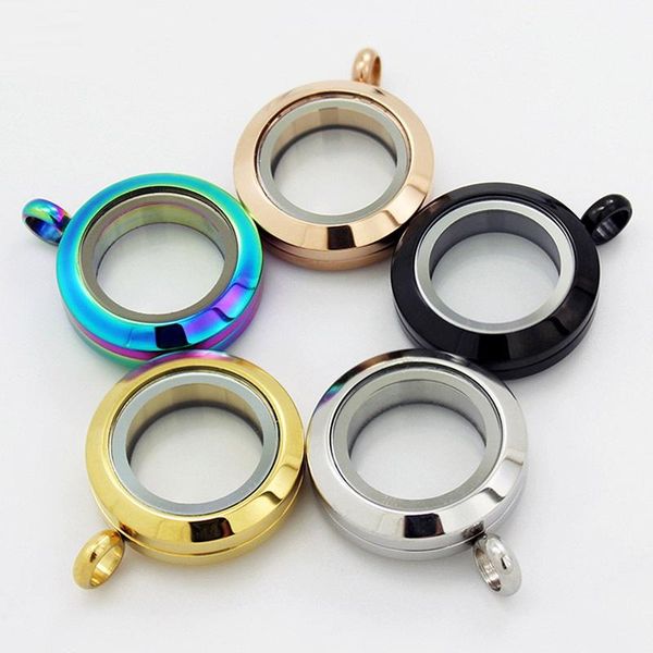 20mm Stainless Steel Glass Locket Floating Photo Charm Pendent Necklace Screw Open Memory Charms Locket Necklace Pendant Jewelry