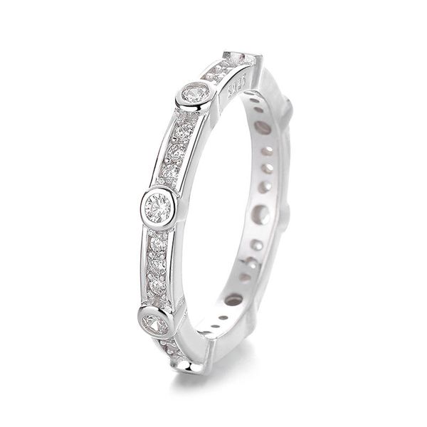 Trendy Women's 925 Sterling Silver Wedding Band Zircon Baguette Platinum Fine Jewelry For Engagement Anniversary Gift Shiny