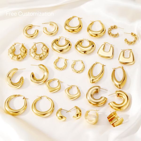 Dyola Vintage High Quality Hollow Earring Hypoallergenic Jewelry 18K Gold Plated Stainless Steel Hoop Earrings For Women