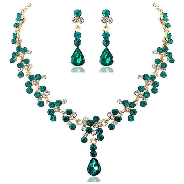 Europe and America Fashion Bridal Set Diamonds Necklace Earring Jewelry Set for Women