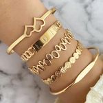 Cross Border Fine Jewelry Set of 5pcs Women's Creative Hollow Heart Opening Bracelets New Fashion Charm Bracelets