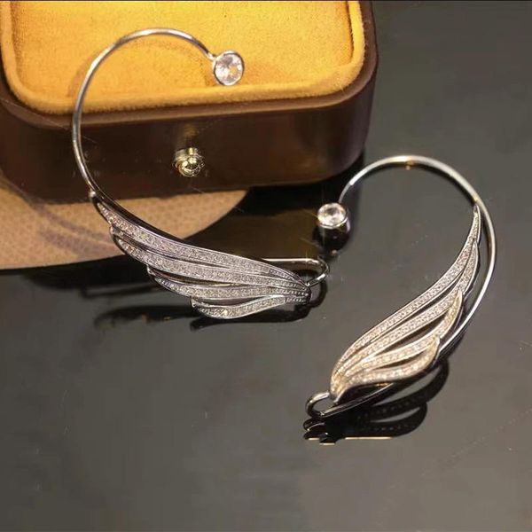 New Korean Shiny Drill Arc Ear Hanging Clip Earrings Unusual Angel Wing Rhinestone Ear Cuff for Women for Parties