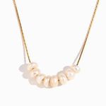 European American Style 18K Gold Stainless Steel Pendant Necklace Hot-Selling Niche Temperament with Pearl As Main Stone