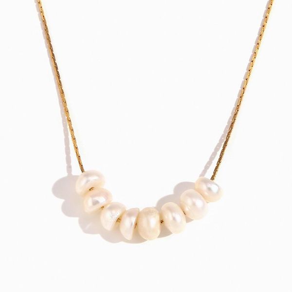 European American Style 18K Gold Stainless Steel Pendant Necklace Hot-Selling Niche Temperament with Pearl As Main Stone