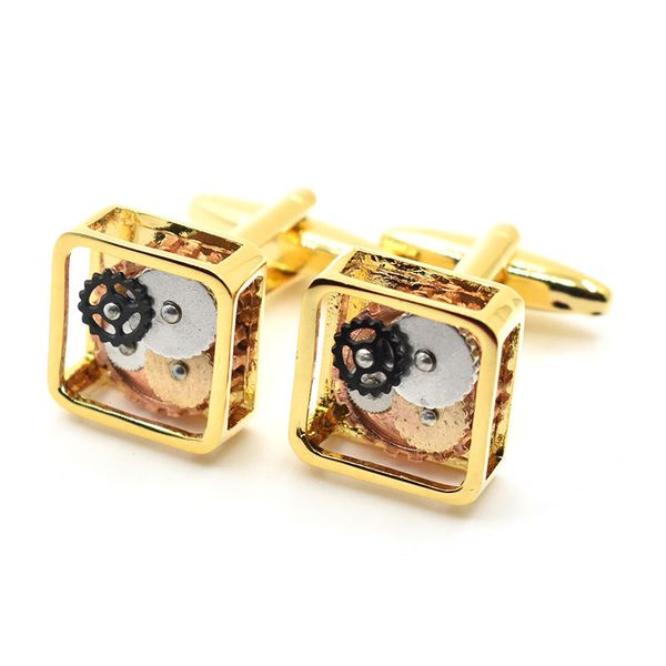 Men's Custom Suit Shirt Accessory Set Wholesale Classical Mechanical Watch Movement Novelty Cufflinks Wedding Tie Clip Gift