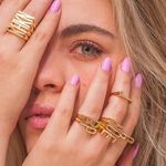 YICAI Trendy Real Gold Plated A-Z Initial Letter Open Ring for Women Stackable DIY Name Initials Alphabet Ring