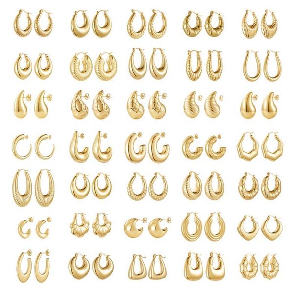 Wholesale Earrings Fashion Jewelry Earings Stainless Steel Stud Big Gold Hoop Hypoallergenic Earrings Jewelry for Women