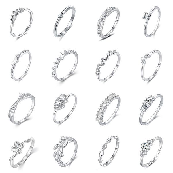 New Arrival 925 Sterling Silver Heart Rings Simple Vintage Design CZ Engagement Rings for Women and Men