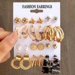 Customize Trendy Gold Metal Women Huggie Statement Pearl Circle Stud Set Fashion Jewelry Hoop Earrings