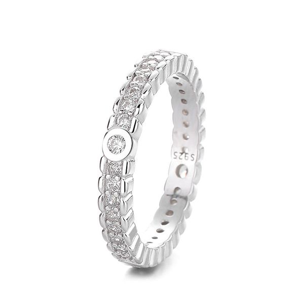 Women's S925 Pure Silver Platinum Ring Set Paris Fashion Goddess Design For Wedding Engagement Anniversary Or Gift