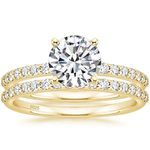OLAN 14K Gold Plated 1.25CT 925 Sterling Silver Bridal Ring Sets Women Round CZ Promise Rings Engagement Wedding Bands