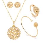 Women's Classic Pearl Bracelet Earrings Necklace Set Gold-Plated with Zircon Third Party Authenticated Fashionable Jewelry