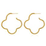 Statement Heart Ear Cuffs 18K Gold Plated Stainless Steel Hip-Hop Inspired Earrings with Geometric Lines