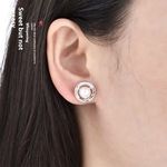 S925 Sterling Silver Women's High-End Pearl Stud Earrings Elegant Versatile Ear Jewelry Holiday Gift for Girlfriend