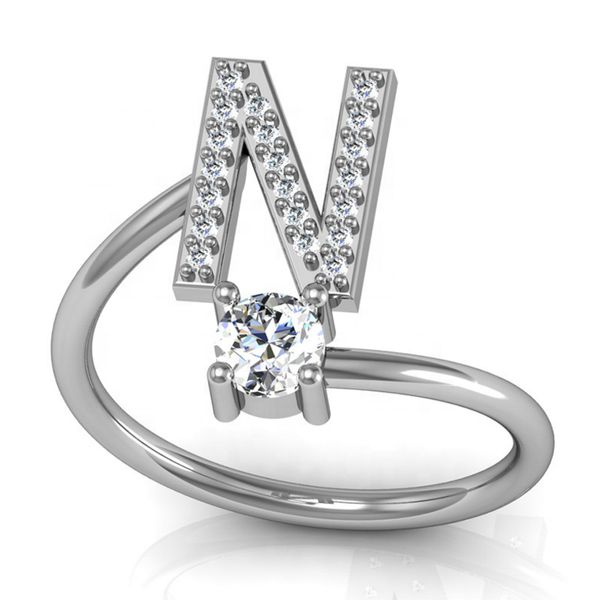 Four Finger Initial Letter N Jewelry Ring Custom Logo