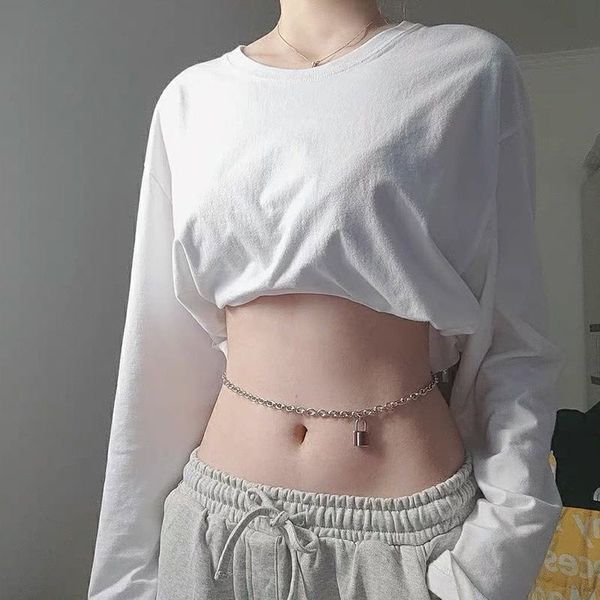 Haosen Custom Web Celebrity Favorites Alloy Lock Pendant Adjustable Waist Fashion Belly Chains Body Chain Jewelry