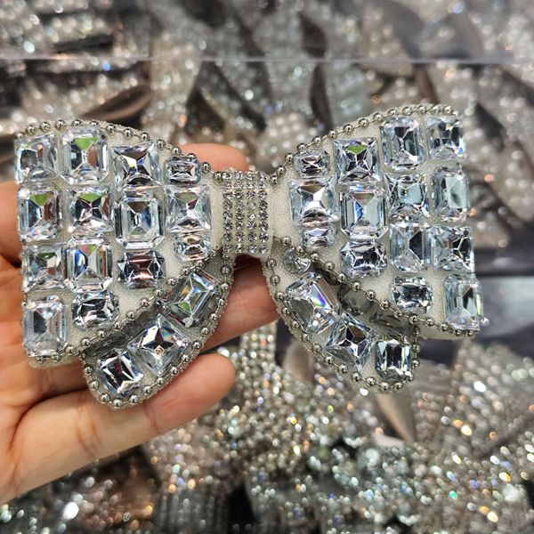 10*6cm Large Size Diamond Bead Bowknot Flat Back Decoration Luxury Bow DIY Jewelry Junk case Charms Decoration Accessories
