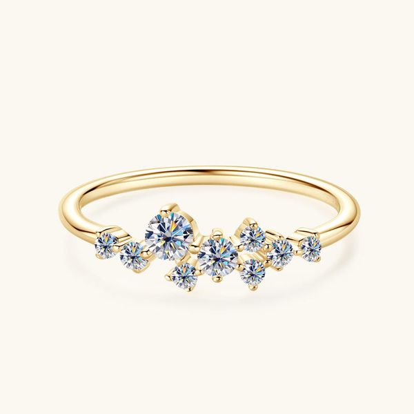 Classic Shinny Fine Jewelry 925 Sterling Silver Moissanite Wedding Bands Cluster Ring For Women