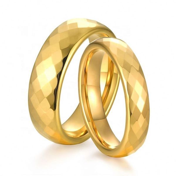 Classic High Polished Polygon Surface Couple Wedding Engagement Band Promise Jewelry Tungsten Carbide Steel Ring for Men Women