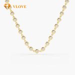 VLOVE Charm Jewelry Diamond Necklaces 14K Gold Bezel Setting Diamond Tennis Necklace