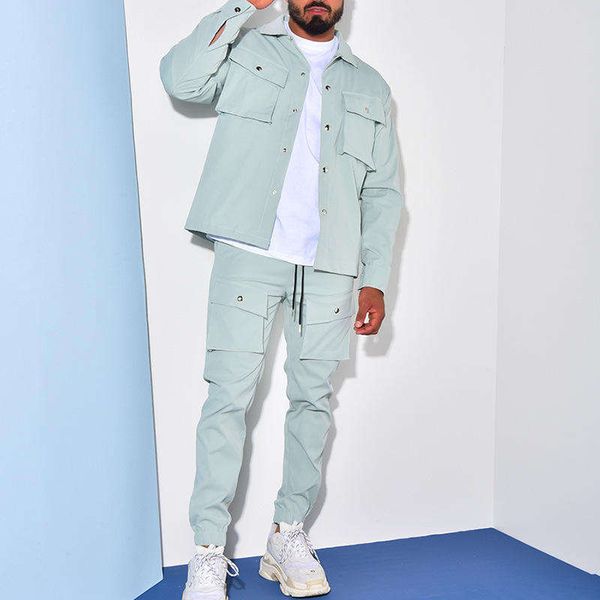 Sweat Tracksuit Custom Logo Streetwear USA Windbreaker Two Pieces Men's Sets Cargo Pants Jacket for Men Sets