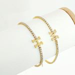 Adjustable Gold Plated Titanium Stainless Steel Bracelet With CZ Inlaid Trendy Letter Claw Chain Design For Weddings And Gifts