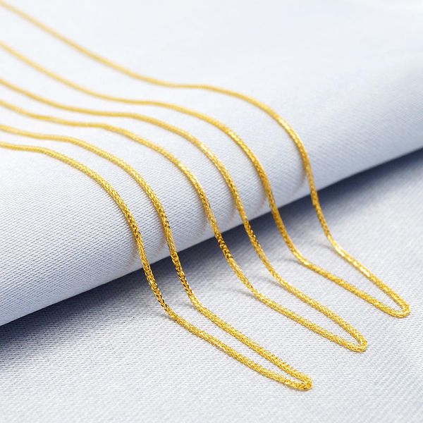 AU750 Real Gold Necklace Jewelry Square Wheat Wholesale 18K Solid Gold Italy Chopin Pure Gold Chain Necklace