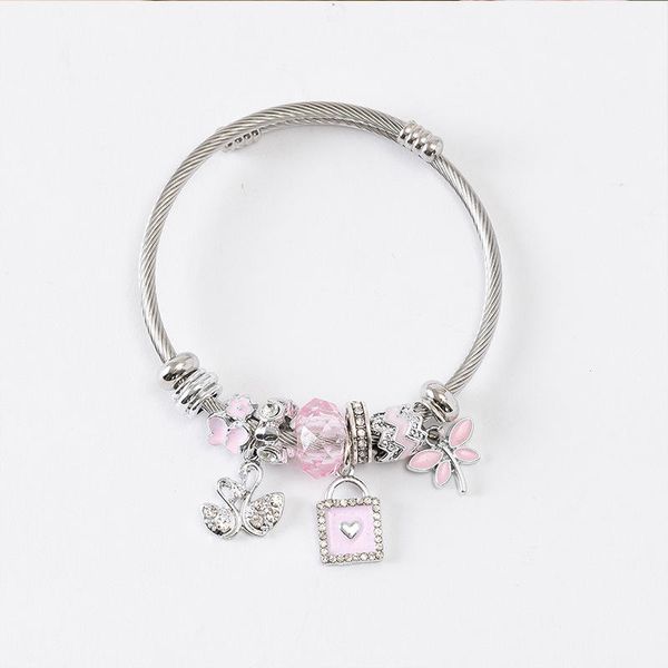 Hot Selling Trendy Gold-Plated DIY Heart Star Flower Devil Eye Zircon Clover Fashion Jewelry Charm Bracelet for Women Bangles