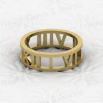 Top Selling Solid 925 Silver Gold Vermeil 6mm Text & Date History Symbolic Roman Numeral Eternity Band Men's Ring Fine Jewelry